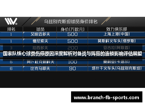 国家队核心球员伤停原因深度解析对备战与阵容的连锁影响评估展望